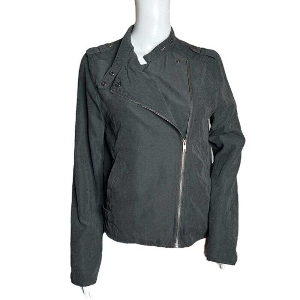 Staccato Jacket Womens Medium Gray Neutral Casual Moto Biker Emo‎ Grunge Edgy - Picture 2 of 7
